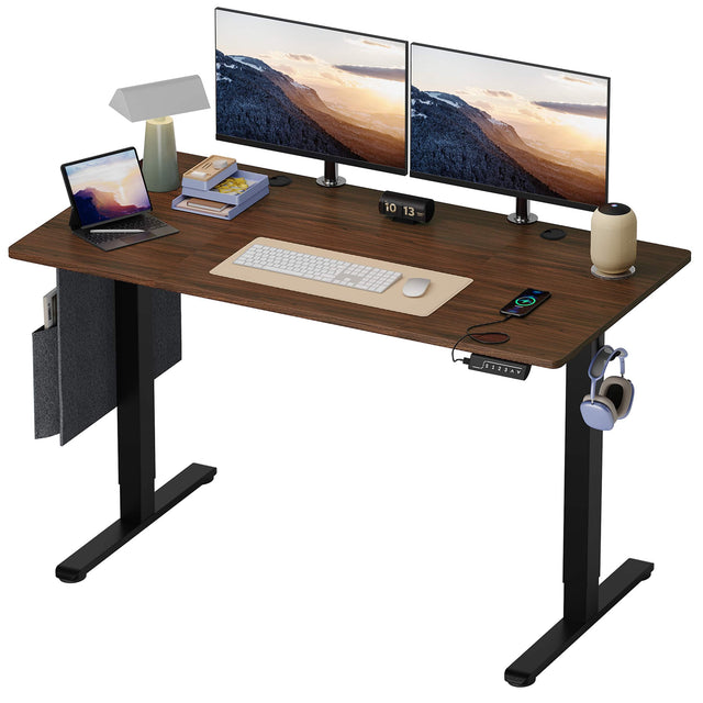 Front. Bestier - 55 Inch Electric Standing Computer Desk with USB Port - Brown.