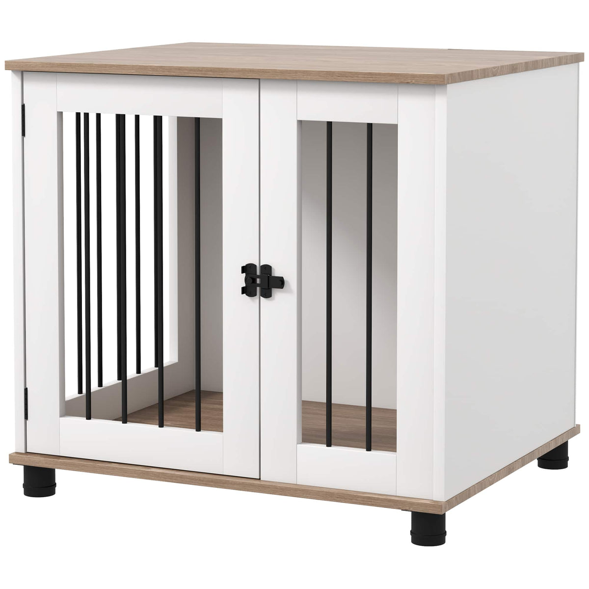 Pawhut - Kennel Furniture Side End Table Indoor with Lockable Door, for Small and Medium Dogs