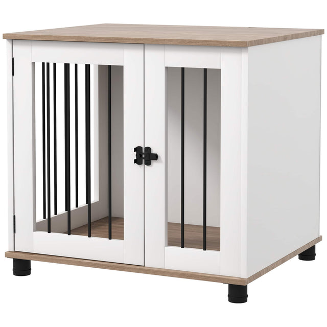 Front. Pawhut - Kennel Furniture Side End Table Indoor with Lockable Door, for Small and Medium Dogs.