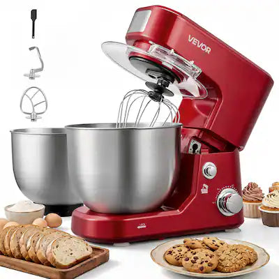 VEVOR - 5.3+4.2 Qt Tilt Head Stand Mixer 400W Electric Dough Mixer, 3 Speeds Food Kitchen Mixer with Stainless Steel Bowl