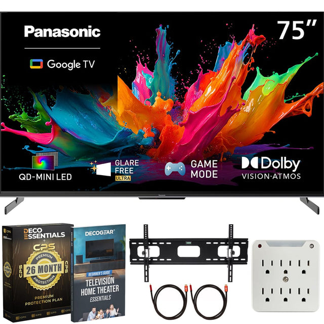 Panasonic  
75"  
Google TV  
QD-MINI LED  
GLARE FREE ULTRA  
GAME MODE  
Dolby VISION-ATMOS  
DECO ESSENTIALS CPS  
26 MONTH PREMIUM PROTECTION PLAN  
TELEVISION HOME THEATER ESSENTIALS  
BEGINNER'S GUIDE