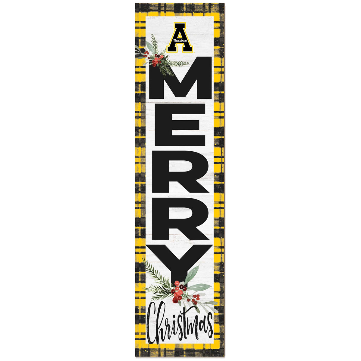 Jardine - Appalachian State Mountaineers 12'' x 48'' Outdoor Christmas Leaner - White