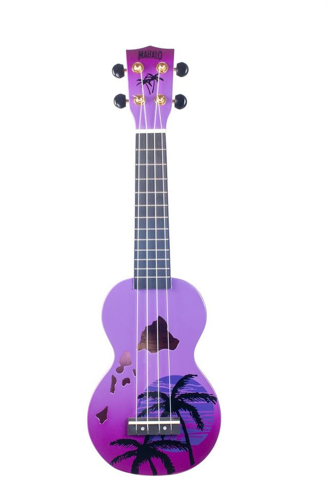 Front. Mahalo Ukuleles - Mahalo MD1-HAPPB Hawaii Soprano Ukulele. Purple Burst - Purple Burst.