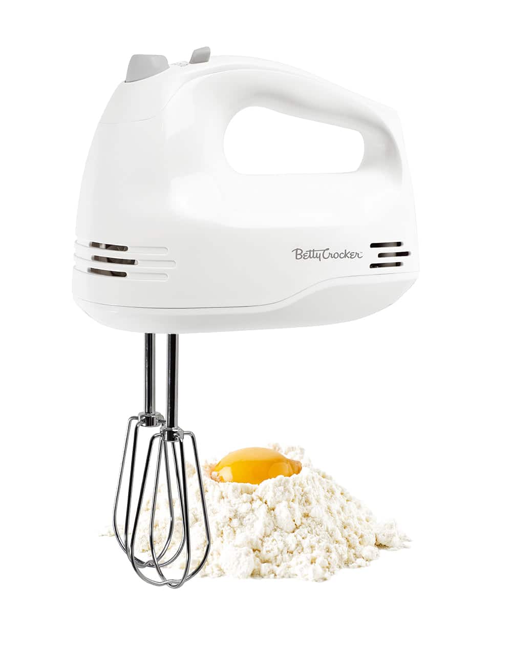 Betty Crocker - 5-Speed Hand Mixer, 150W Power with Chrome Beaters, Beater Eject Button, Heel Rest & Sleek Compact Design, BC-4203WT - White