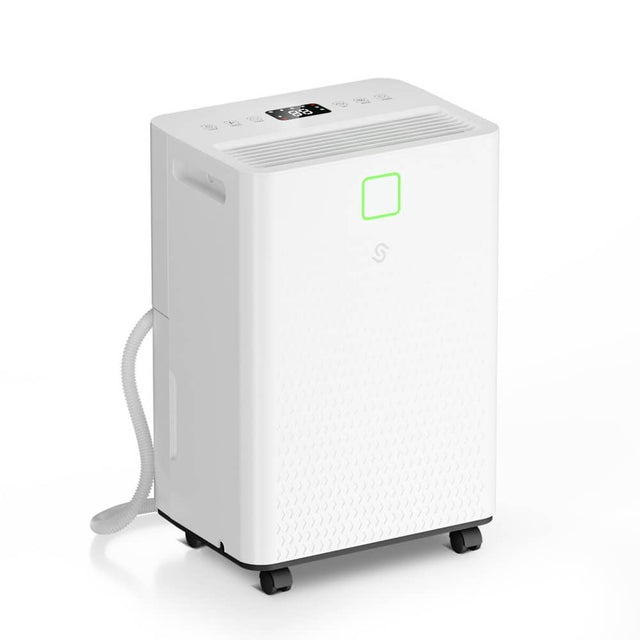 Front. HUMILABS - 21-Pint Dehumidifier for Home & Basement, 1,600 Sq. Ft., Quiet Operation, Auto/Sleep/Dry Modes, Continuous Drain Hose - White.