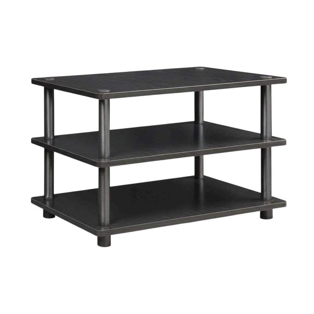 Front. FurniFact - Black 3-Tier Corner TV Stand with Easy Assembly and Composite Wood Construction - Brown.