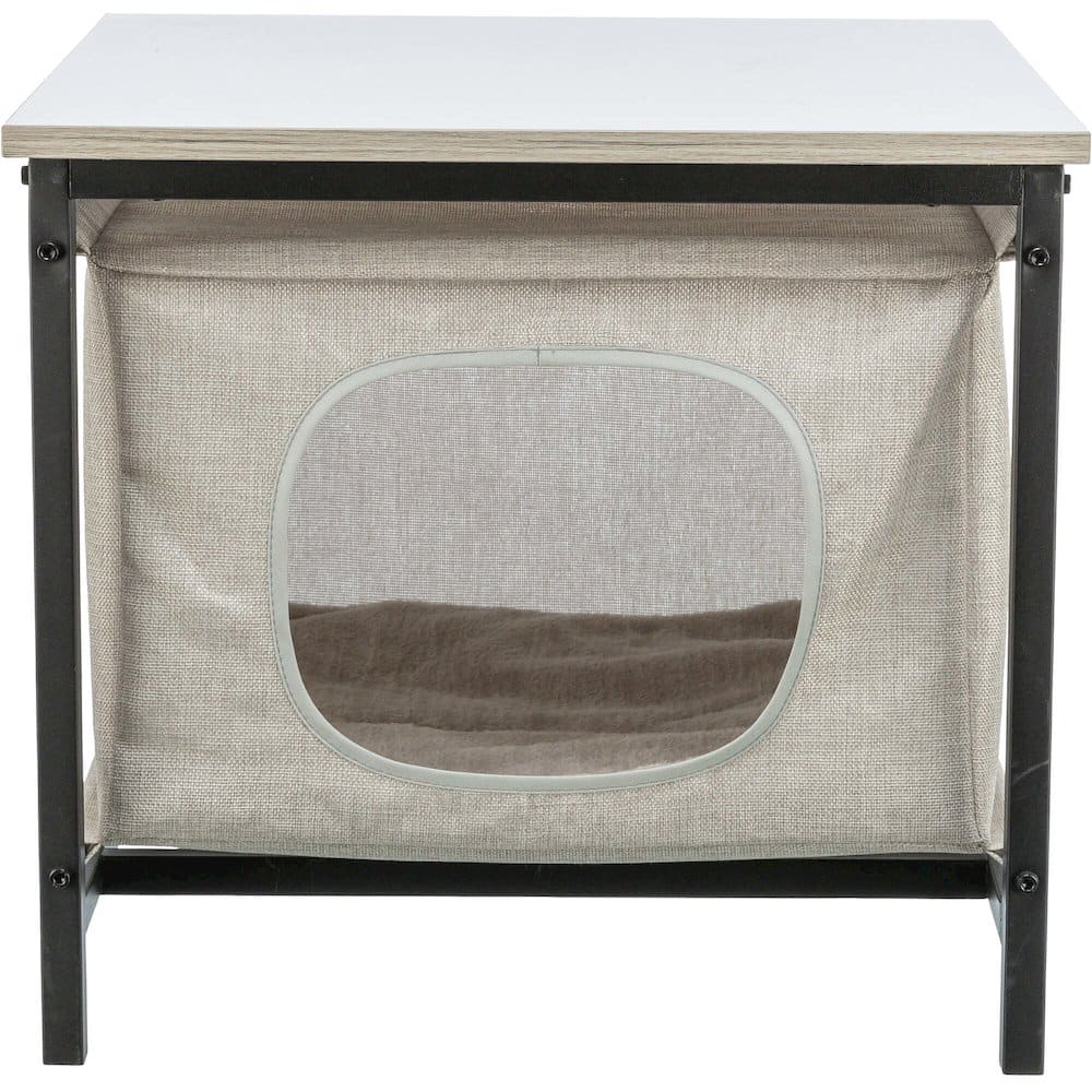 TRIXIE - Emmie Indoor Cat Condo, Cat Bed Side Table, Cat Hideaway Cave with Cozy Cushion - Gray