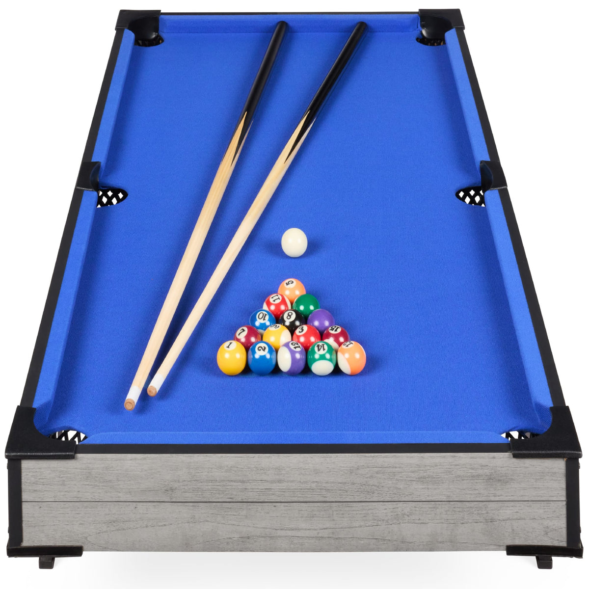 Best Choice Products - 40in Tabletop Billiard Table, Pool Game Table w/ 2 Cue Sticks, Ball Set, Storage Bag - Gray