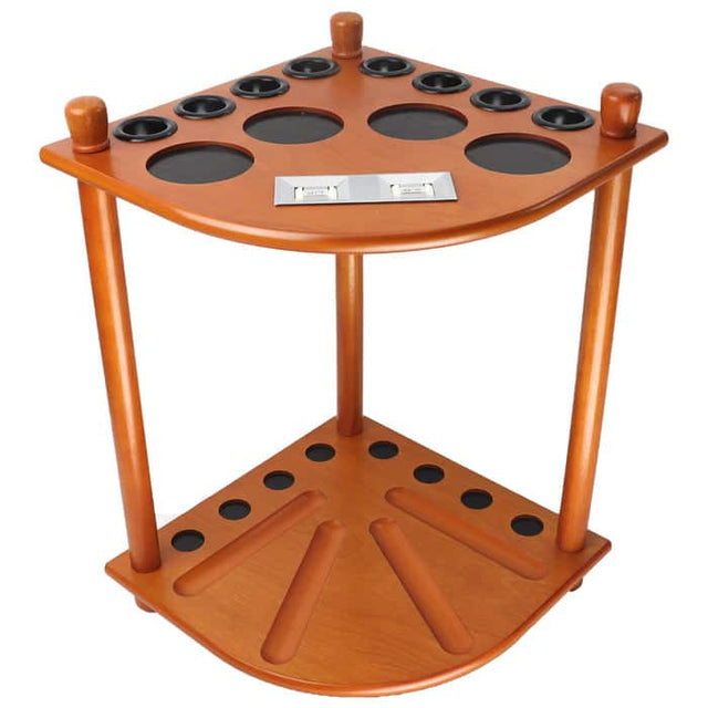 Front. GSE Games & Sports Expert - Wood 8 Corner Style Pool Cue Rack with Score Counter, Billiard Pool Cue Rack Only - Oak - Oak.