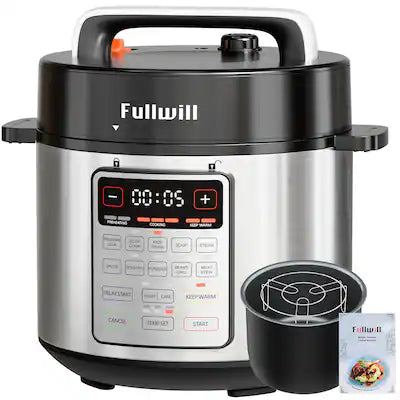 Fullwill - 6.3Qt Electric Pressure Cooker, 1000W Multi-Cooker, Dishwasher Safe, Non-Stick Inner Pot, 12 Preset Functions
