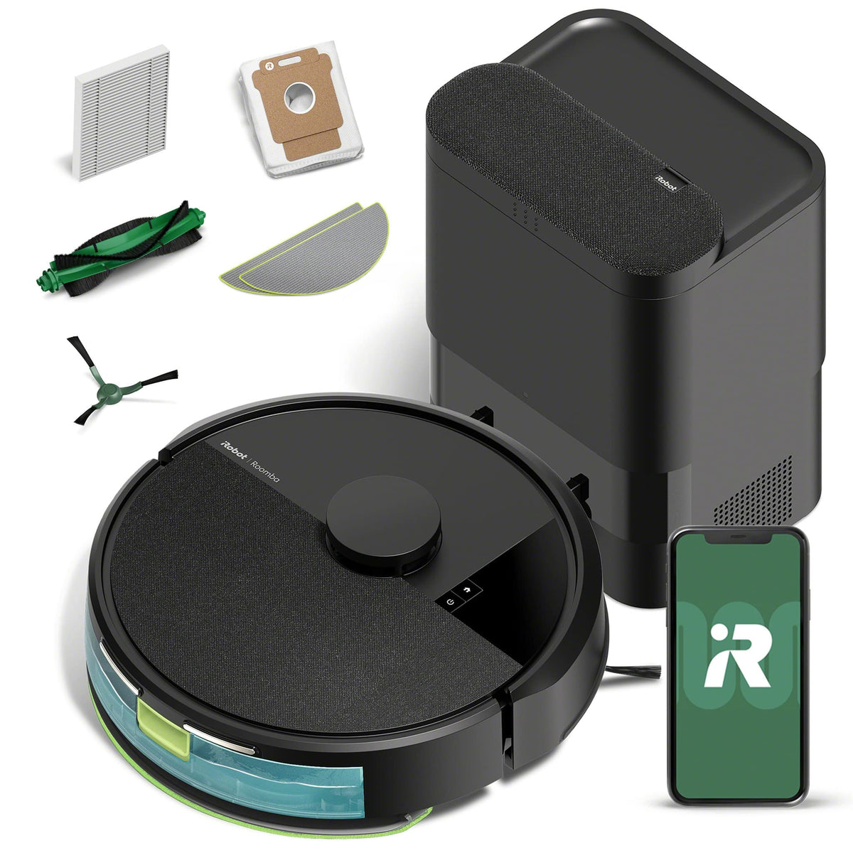 iRobot - Roomba 105 Combo Vacuum & Mop + AutoEmpty Dock - Self-Empties 75 Days, Intense Power-Lifting Suction, LiDAR Navigation - Black