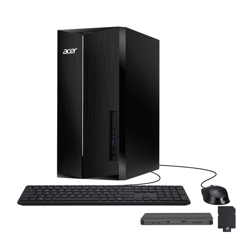 Acer - Aspire Desktop,Intel i5-14400,Intel UHD Graphics,16GB RAM,1TB SSD+160GB Dock Set,Keyboard&Mouse,Win 11 - Black