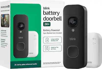 Blink - Battery Doorbell 2K+ Sync Module Core included — Wireless video doorbell, 2K resolution, enhanced audio
