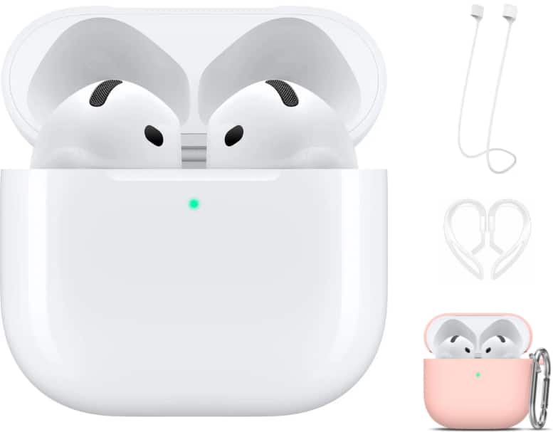Bundle - Apple - AirPods 4 with Active Noise Cancellation Pink Accessory Kit - White