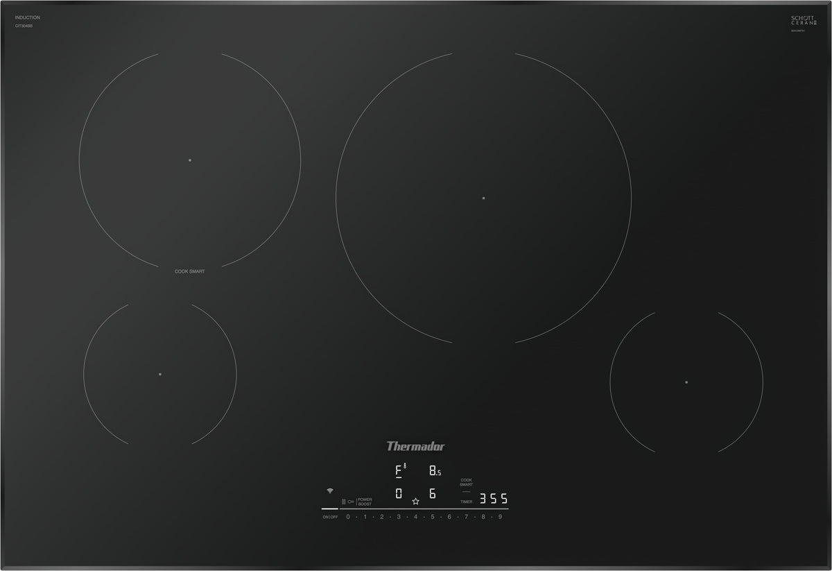 Thermador - Masterpiece Series 30" Built-In Electric Induction Cooktop with 4 Elements and Wifi - Black