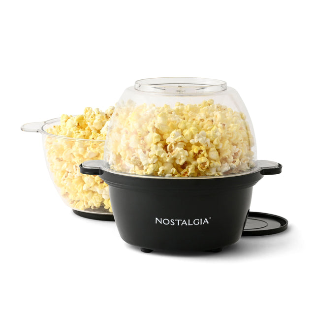 Front. Nostalgia - 2-qt. Stainless Steel Stirring Popcorn Popper - Black.