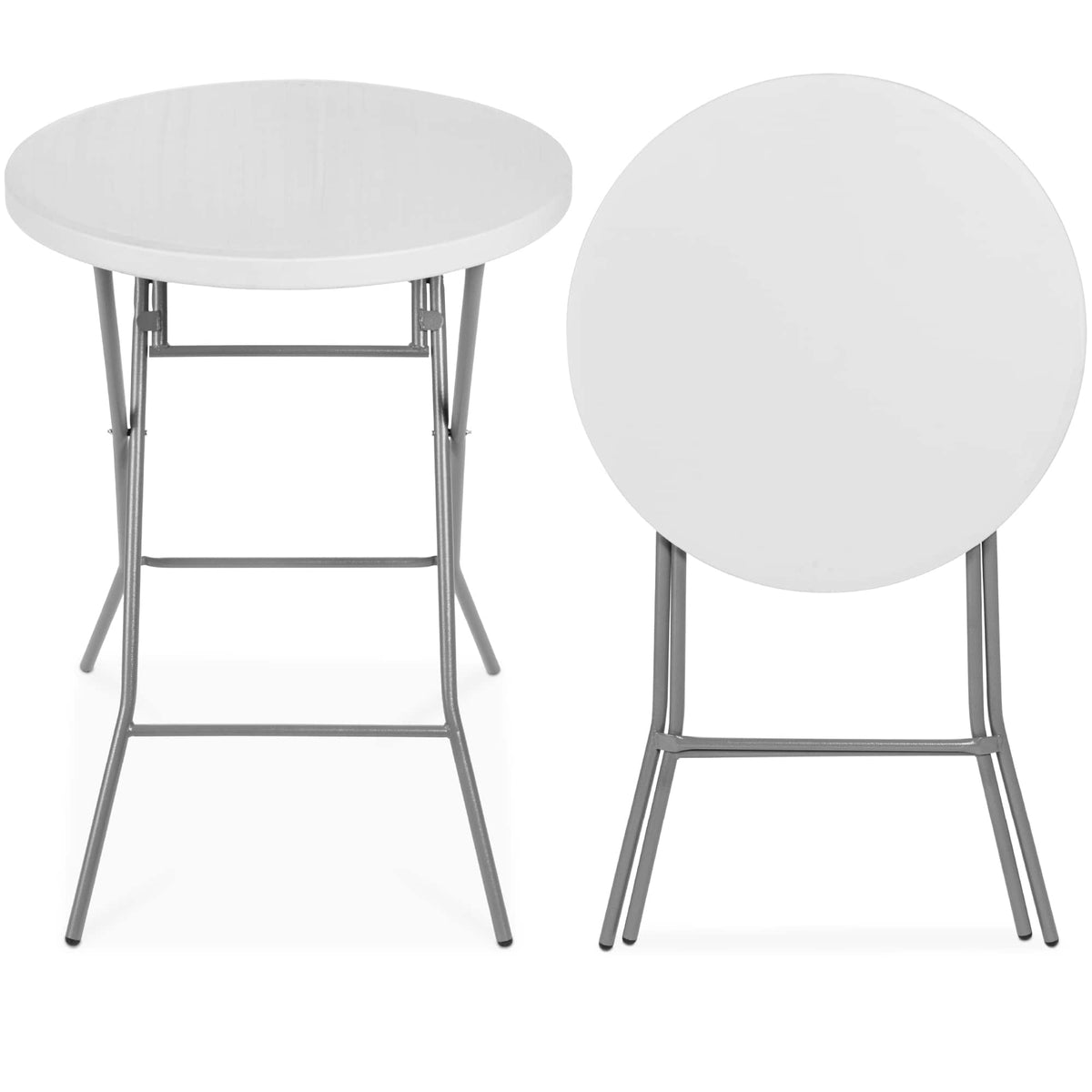 Best Choice Products - 32in Bar Height Folding Table, Indoor Outdoor Accessory w/ Thick Table Top, 330lb Capacity - White