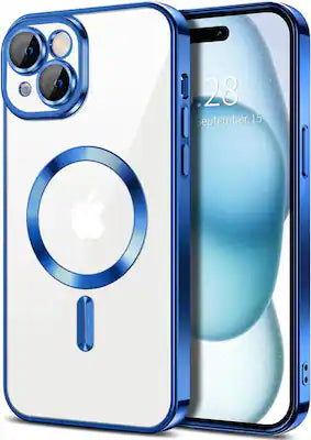 Entronix - [Magnetic] Case Compatible with iPhone 15 Plus - [Clear Back] Luxury Glossy Cover
