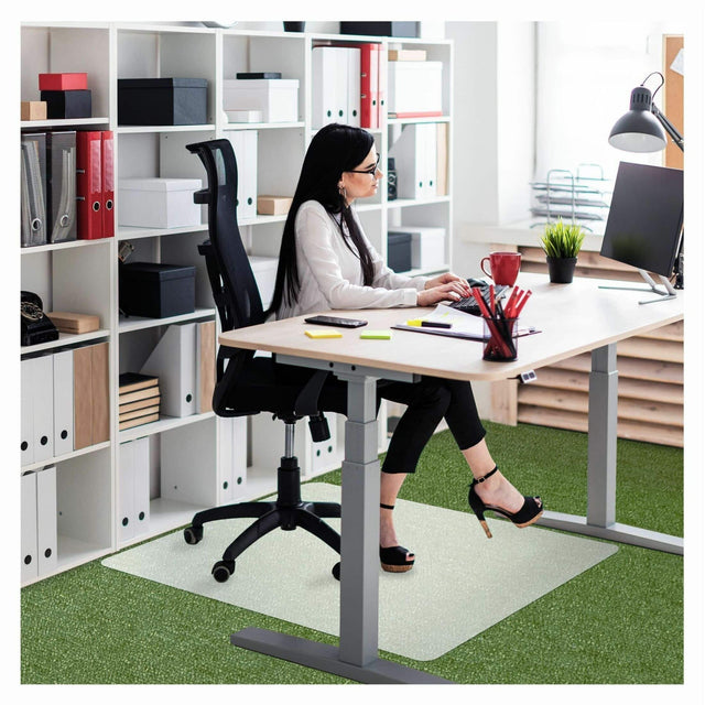 Front. Floortex - Cleartex Polypropylene Rectangular Chair Mat for Carpets - 29'' x 46'' - Translucent.