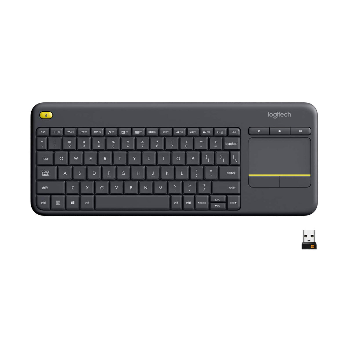 Logitech - K400 Plus TKL Wireless Membrane Keyboard for PC/TV/Laptop/Tablet with Built-in Touchpad - Black