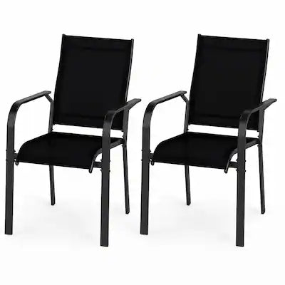 Costway - Patio Dining Chairs Set of 2 with Metal Frame, Breathable Mesh Fabric, Backrest