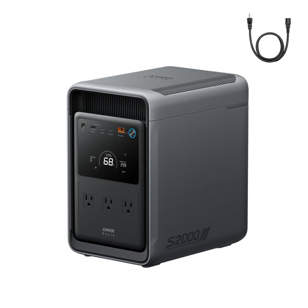 Anker - SOLIX S2000 Portable Power Station,2010Wh/Peak 3000W Battery Solar Generator/UPS for Emrgency&Home Appliance Backup (2010 Wh Capacity)