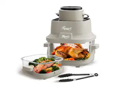 Rosewill - 8-in-1 Portable Glass Air Fryer, 5.5QT & 1.6QT Glass Pot with Lid & Tongs