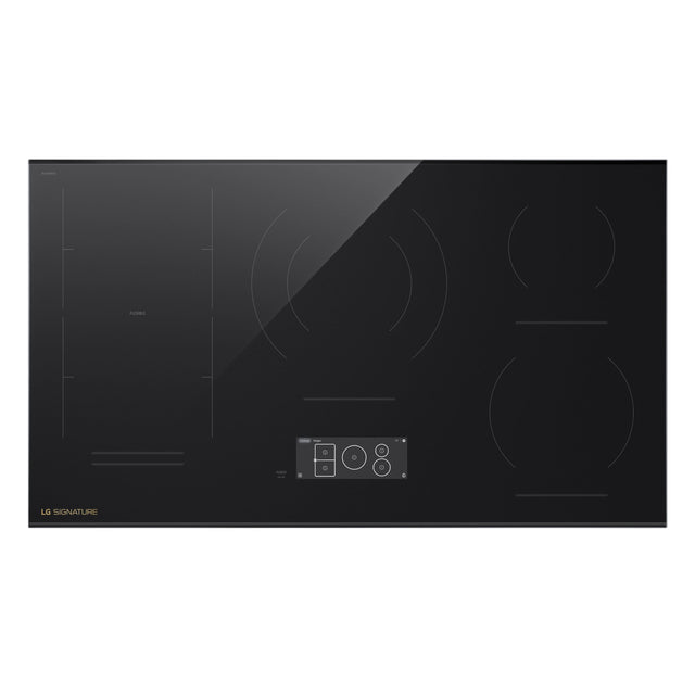 Front. LG - SIGNATURE 36-in Built-In Electric Induction Smart Cooktop with 5 Elements, 6.8" LCD Touch Screen and Dual Zone Element - Black.