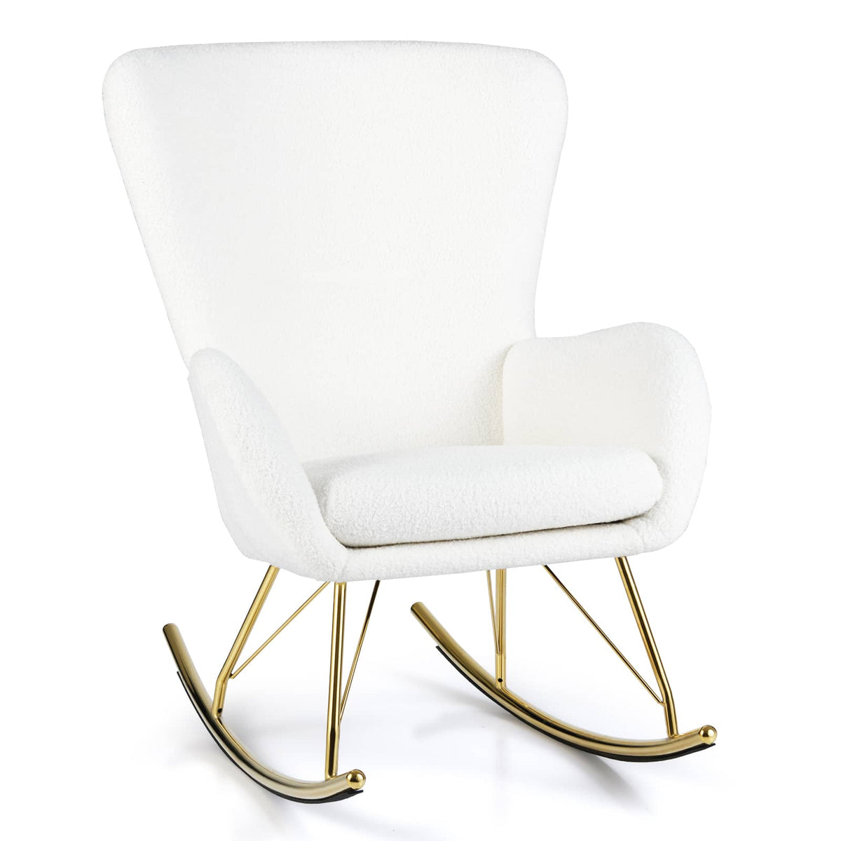 Gymax - Nursery Rocking Chair w/ Curved Backrest & Armrests Detachable Seat Cushion - White