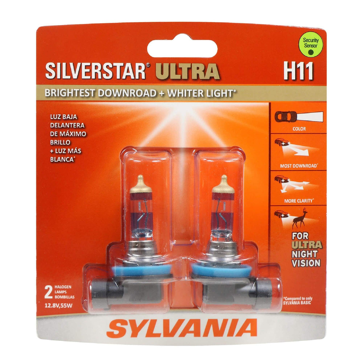 Sylvania - H11 SilverStar Ultra - High Performance Halogen Headlight Bulb, High Beam, Low Beam and Fog Replacement Bulb, Brightest