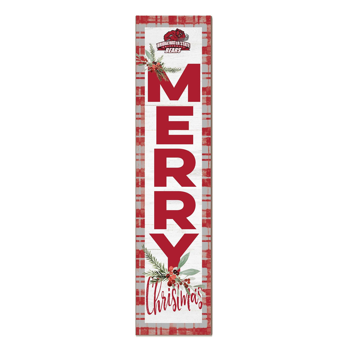 Jardine - Bridgewater State Bears 12'' x 48'' Outdoor Merry Christmas Leaner - White