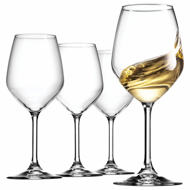 Front. Bormioli Rocco - Bormioli Rocco White Wine Glasses, Set of 4, 14.75 Oz Clear Tempered Glass - Clear.