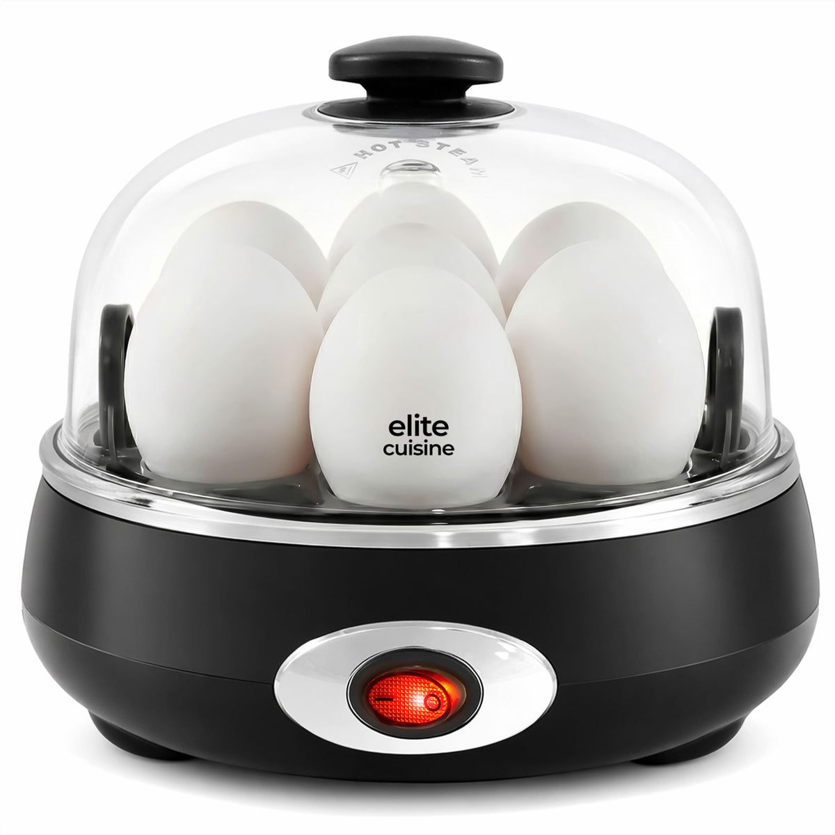 Elite Cuisine - EGC555 Automatic Easy Egg Cooker, 7 Eggs - Black