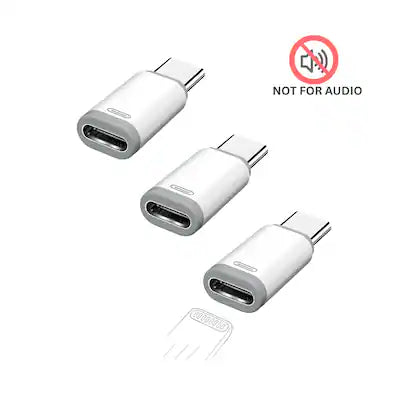 Qixxronics - Lightning to USB C Adapter, Lightning Female to Type-C Male Charger Cable Connector (3 Pack), NOT FOR AUDIO/OTG