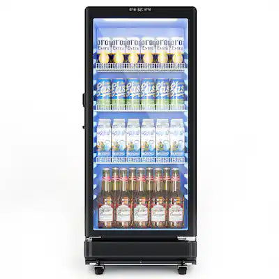 SIMZLIFE - 6 Cu.Ft Beverage Merchandiser Refrigerator, Home Freestanding Glass-Door Beverage Display Cooler with Locking, Key & LED
