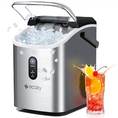 Ecozy - Nugget Ice Maker Countertop with Handle, 33 lbs Per Day with Ice Bags and Scoop