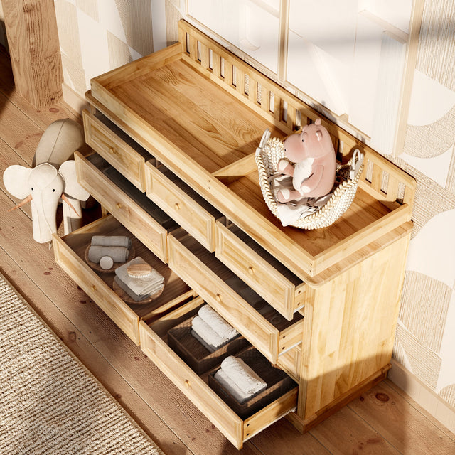 Front. Homsee - Solid Wood Baby Changing Table Dresser with Anti-Tip Kit, 90% Wood Construction and Smooth Drawers - Wooden.