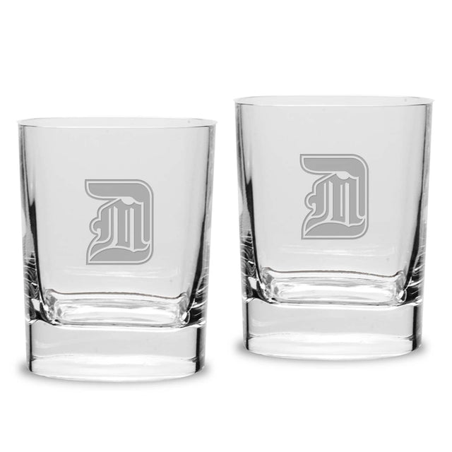 Front. Jardine - Detroit Mercy Titans 2-Piece 11.75oz. Luigi Bormioli Square Double Old Fashion Glass Set - Multicolor.