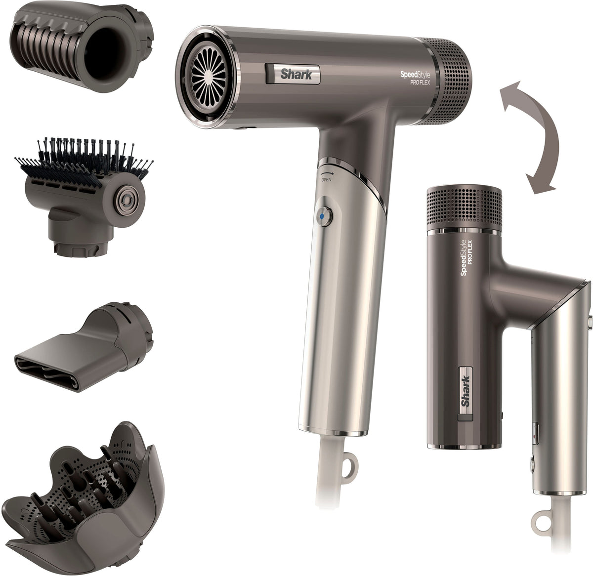 Shark - SpeedStyle Pro FLEX Professional Performance High-Velocity Hair Dryer System - Metallic Gray