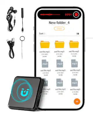 VEVOR - Magnetic Voice Activated Recorder, 128GB, Digital Voice Recorder with Playback, 8730 Hours Recording Storage