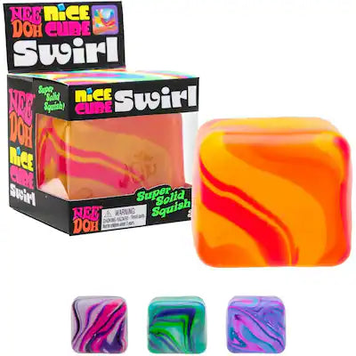 Schylling - NeeDoh Swirl Nice Cube, Satisfying Square Shaped Sensory Toy, Colors May Vary, Children Ages 3+
