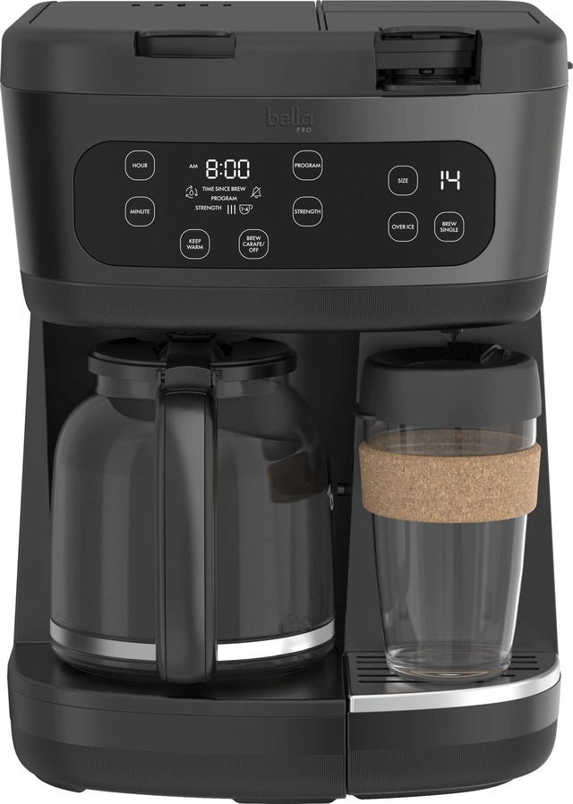 bella PRO

HOUR MINUTE AM 8:00 TIME SINCE BREW PROGRAM STRENGTH 14 PROGRAM STRENGTH SIZE 14

KEEP WARM BREW CARAFE/OFF OVER ICE BREW SINGLE