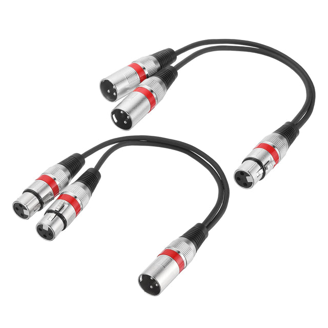 Front. Unique Bargains - 2pcs XLR Splitter Cable, 1F to 2M & 1M to 2F Y Cables for Balanced Audio, Mixers, Microphones - Red Circle.