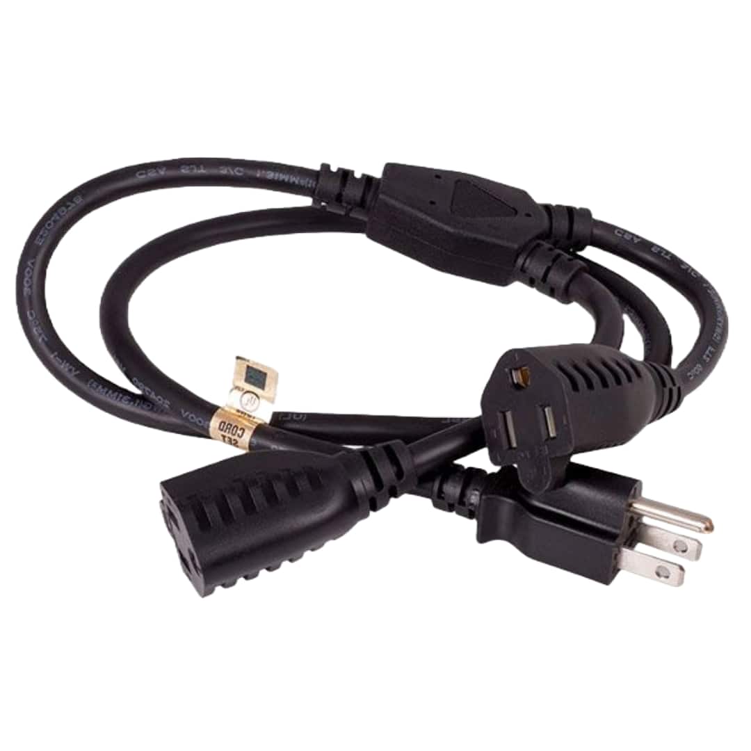 Sanoxy - 3ft Power Cord Splitter Cable 16 AWG (2 NEMA 5-15R to 1 NEMA 5-15P) - Black