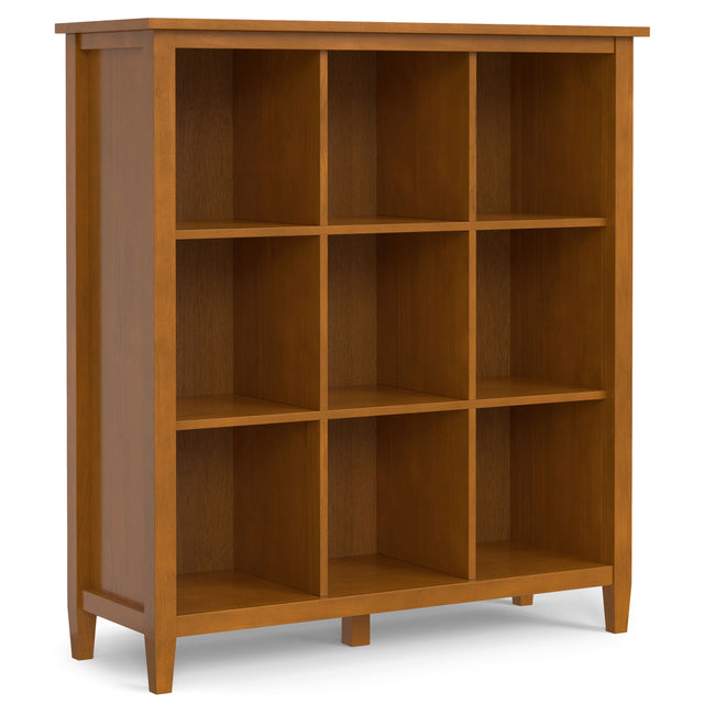 Front. Simpli Home - Simpli Home Warm Shaker 48 inch Tall Solid Wood 9 Cube Storage in Light Golden Brown - Light Golden Brown.