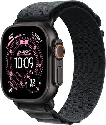 Apple - Watch Ultra 3 (GPS+Cellular) 49mm Titanium Case with Black Alpine Loop - Medium