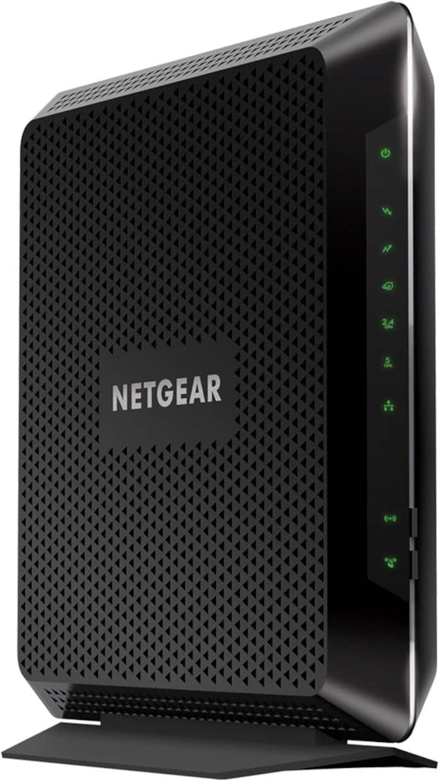 Left. NETGEAR - Nighthawk AC1900 Router with DOCSIS 3.0 Cable Modem - Black.