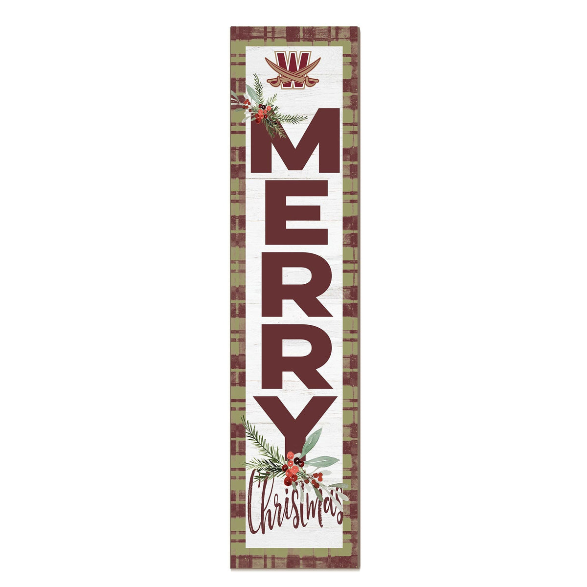 Jardine - Walsh Cavaliers 12'' x 48'' Outdoor Merry Christmas Leaner - White