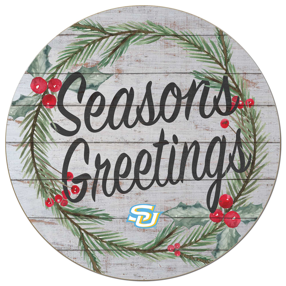 Jardine - Southern University Jaguars 20'' x 20'' Season's Greetings Circle - White