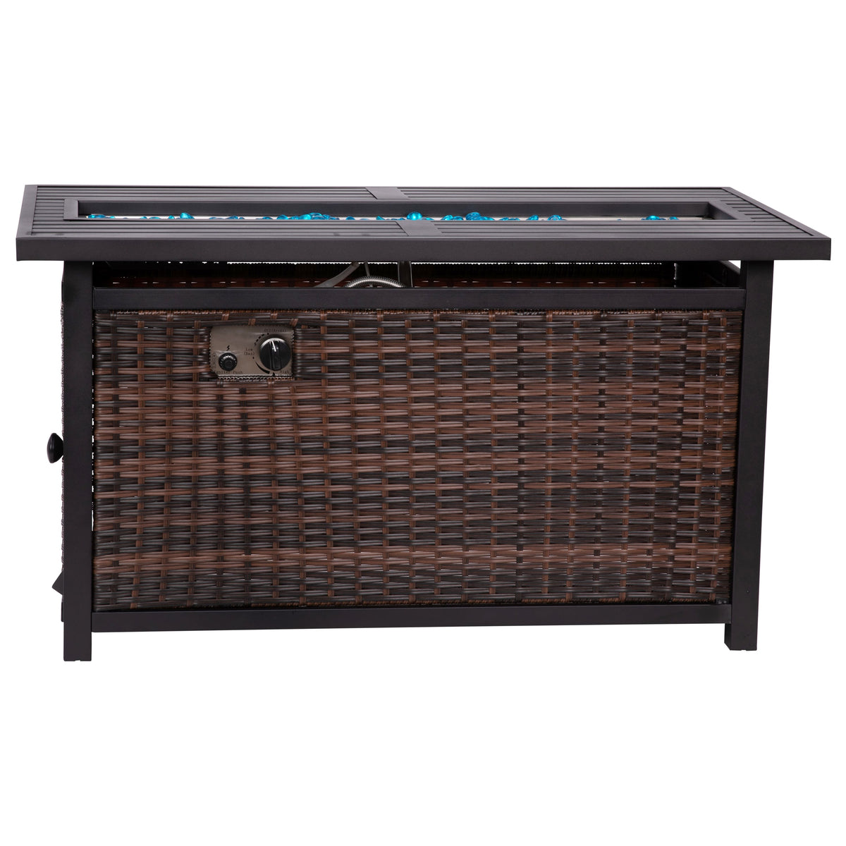 Emma + Oliver - Propane Fire Table with Glass Beads and Hideaway Tank Holder - Espresso/Black